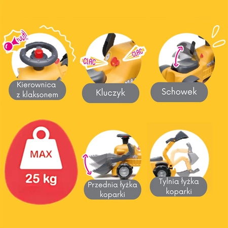 FALK Chodzik Jeździk Koparka Marcel z Przyczepką