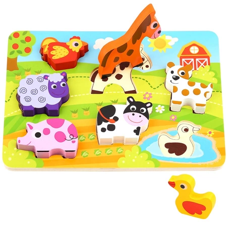 TOOKY TOY Grube Puzzle Układanka Farma 7 el.