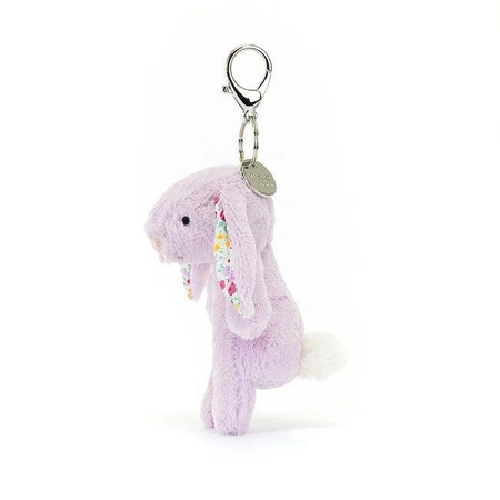 JellyCat - Breloczek Króliczek Fioletowy z Kwiecistymi Uszami 17 cm