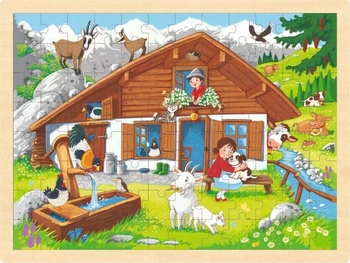 Puzzle Alpy 96 elementów 57381-Goki, zabawki drewniane