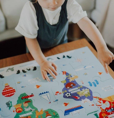 Mudpuppy Puzzle podłogowe Jumbo Mapa świata 25 elementów 2+