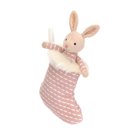 JellyCat Shimmer Królik różowy w skarpecie 20x9cm