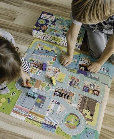 Auzou Puzzle duże miasto z drewnianymi autkami 3+ 500883