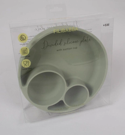Filibabba Silikonowy talerzyk z przegródkami Green
