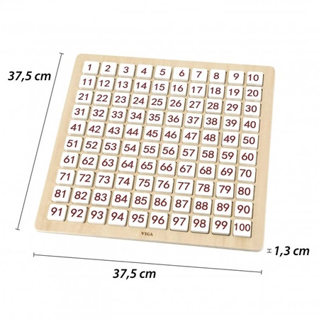 VIGA Drewniana Edukacyjna Tablica Matematyka i Alfabet 100 Elementów Montessori