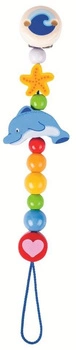 Drewniany łańcuszek do smoczka z klipsem Tęcza i delfin 735570-Heimess, prezent dla niemowlaka