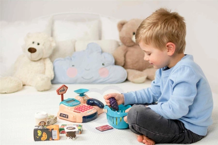 WOOPIE Kasa Sklepowa Koszyk na Zakupy Światło Dźwięk + 24 akc