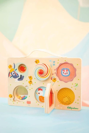 LILLIPUTIENS Drewniana tablica manipulacyjna walizka Farma 12 m+