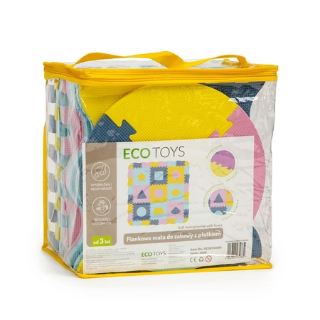 Mata piankowa z płotkiem puzzle suchy basen 37 elementów Ecotoys