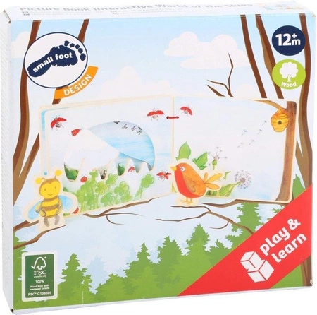 Drewniana książka dla dzieci z figurkami Ptaszek i pszczoła 11217-Small Foot Design, zabawki edukacyjne