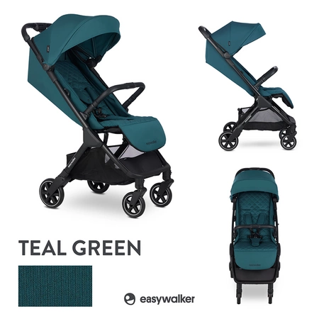 Easywalker Jackey Kompaktowy, samoskładający się wózek spacerowy z torbą transportową Teal Green