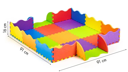 Mata piankowa EVA dla dzieci z płotkiem 91x91 cm 25 el.