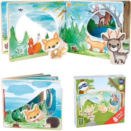Drewniana książka dla dzieci z figurkami Leśna podróż 11234-Small Foot, zabawki edukacyjne
