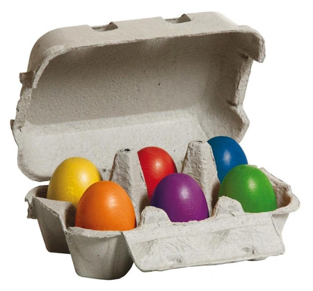 Drewniane kolorowe jajka wytłaczanka 6 sztuk Erzi 17012