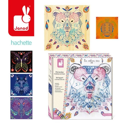 Zestaw kreatywny Przeplatanka 3D String art Zwierzęta 8+, Janod
