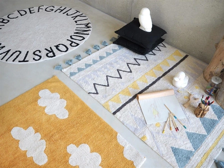 Lorena Canals Dywan bawełniany Azteca Natural Vintage Blue 140 x 200 cm