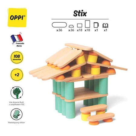 OPPI Kreatywny zestaw konstrukcyjny Stix 108 elementów 2+