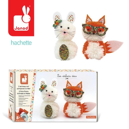Zestaw kreatywny Pompony 2 małe zwierzątka 8+, Janod (stary indeks: J07910)