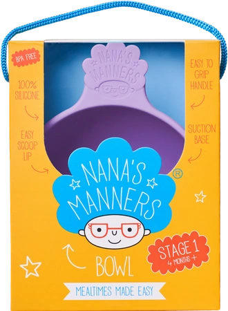 Nana's Manners PURPLE Miska silikonowa z przyssawką i uchwytem