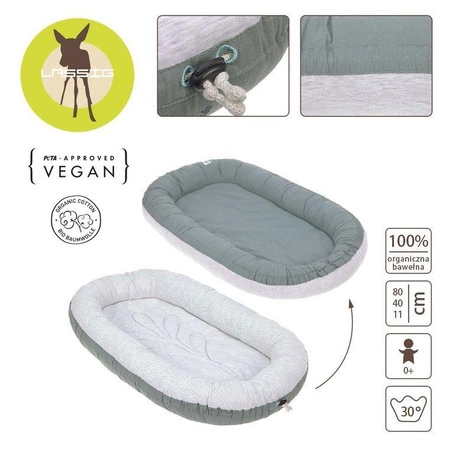Lassig Kokon niemowlęcy dwustronny Cozy Home Baby Nest szarozielony
