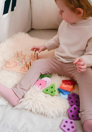 TOOKY TOY Drewniany Sorter Geometryczny Nauka Kształtów Liczenia