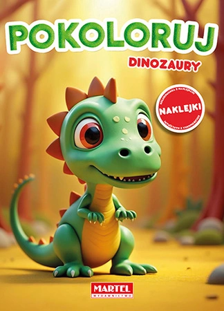 Pokoloruj dinozaury. Kolorowanka z naklejkami
