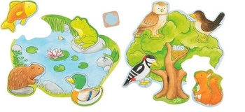 Drewniana układanka dla dzieci Zwierzątka w domu 56804- Goki, puzzle z drewna