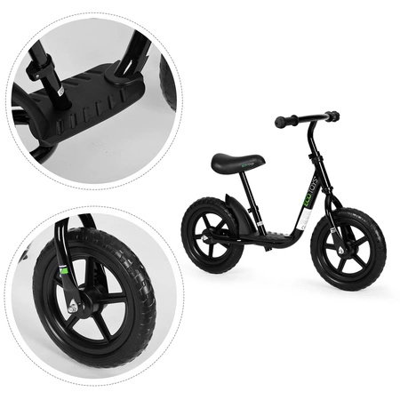 Rowerek rower biegowy z podestem dla dzieci jeździk koła EVA ECOTOYS czarny