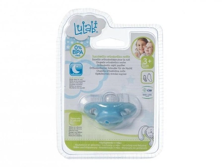 Smoczek ortodontyczny silikonowy świecący Niebieski 3m+ LULABI