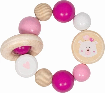 Drewniana grzechotka dla dzieci elastyczny pierścień miś polarny Goki 65278