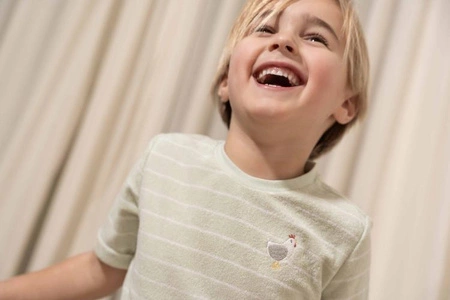 Little Dutch T-shirt frotte z krótkim rękawem Farm Green Stripes - 104 CL24021023