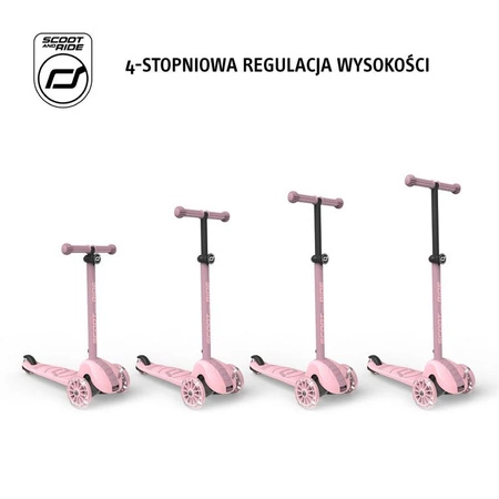 SCOOTANDRIDE Highwaykick 3S Hulajnoga z systemem sterowania 2w1 i kółkami LED składana 3+ Rose