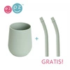 EZPZ Silikonowy kubeczek Mini Cup 120 ml + 2 słomki GRATIS pastelowa zieleń