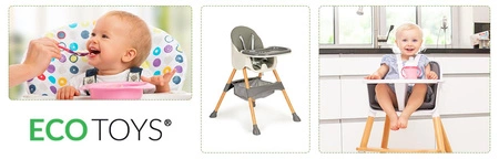 Fotelik krzesełko do karmienia dzieci wysokie 2w1 ECOTOYS