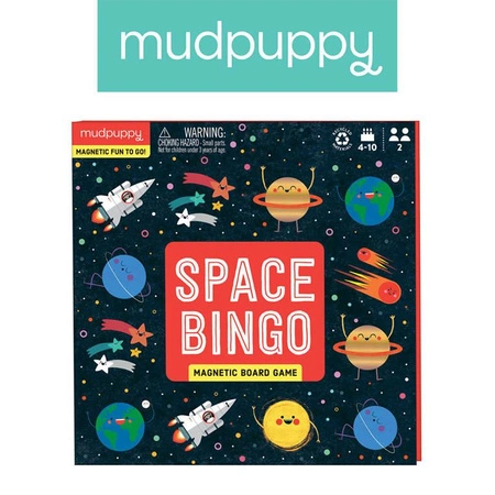 Mudpuppy Podróżna magnetyczna gra planszowa bingo W kosmosie 4+