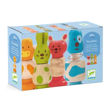 Drewniana zabawka śrubki -zwierzaki DJ06304