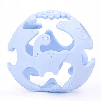 Bezpieczny gryzak silikonowy PIŁKA KULA błękitna - GiliGums