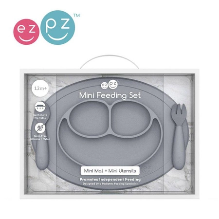 EZPZ Komplet naczyń silikonowych Mini Feeding Set szary