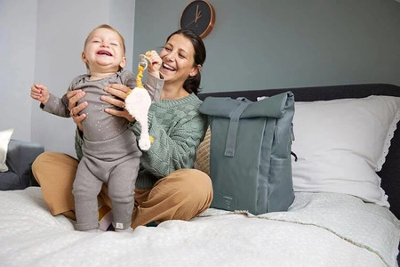 Lassig Green Label Plecak dla mam z akcesoriami Rolltop Up Backpack anthracite