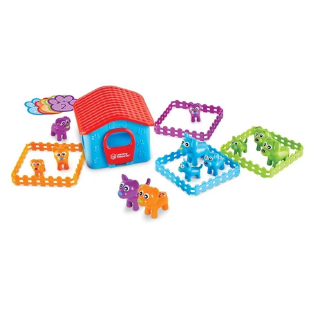 Sorter Pieski, Zestaw do nauki liczenia, kolorów i kształtów, 28 elementów