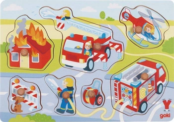Drewniana układanka z uchwytami Straż Pożarna Goki