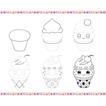 Zestaw kreatywny Rysowanie krok po kroku Modele kawaii 20 rysunków 7+, Janod