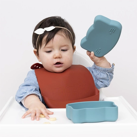 Zestaw śliniaków silikonowych z kieszonką We Might Be Tiny - Rust + Beige