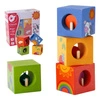 CLASSIC WORLD Drewniane Klocki Sensoryczne Układanka Edukacyjna Zwierzątka Puzzle dla Dzieci 4 el.