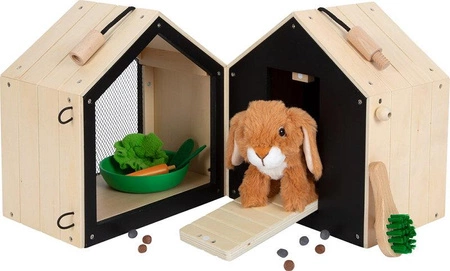 Drewniany domek królika z wybiegiem i akcesoriami 12399 Small Foot, maskotki dla dzieci