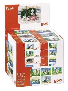 Puzzle drewniane dla dzieci "Kotek, piesek, ...", 24 el., 57653-goki, układanki