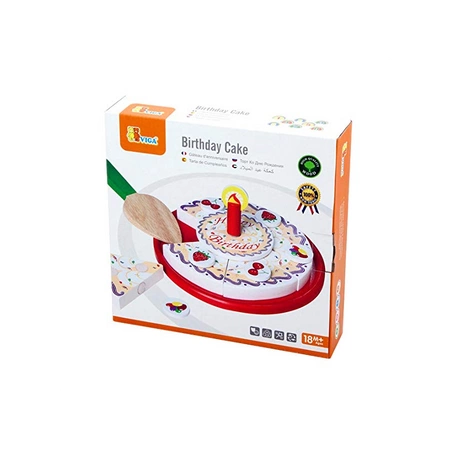Tort Urodzinowy Drewniany Zestaw do Krojenia na Rzepy Viga Toys