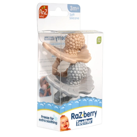 Gryzak 2 szt., Soczysta Malina, szary i beżowy, RaZbaby