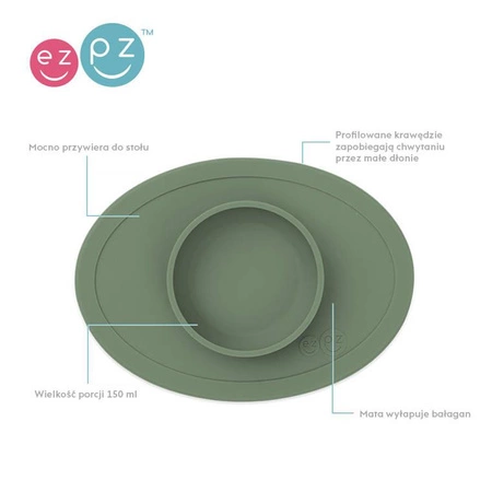 EZPZ Komplet pierwszych naczyń silikonowych First Foods Set oliwkowy