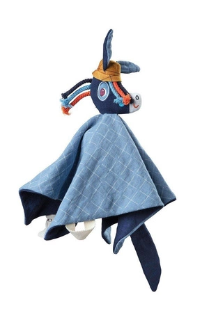 LILLIPUTIENS Muślinowy komforter z mini-pacynką na palec Osiołek Ignace 0 m+